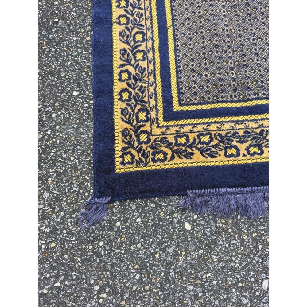 Vintage SBN Prayer Rug Cutworks International Pakistan Handmade Wool Cobalt RARE